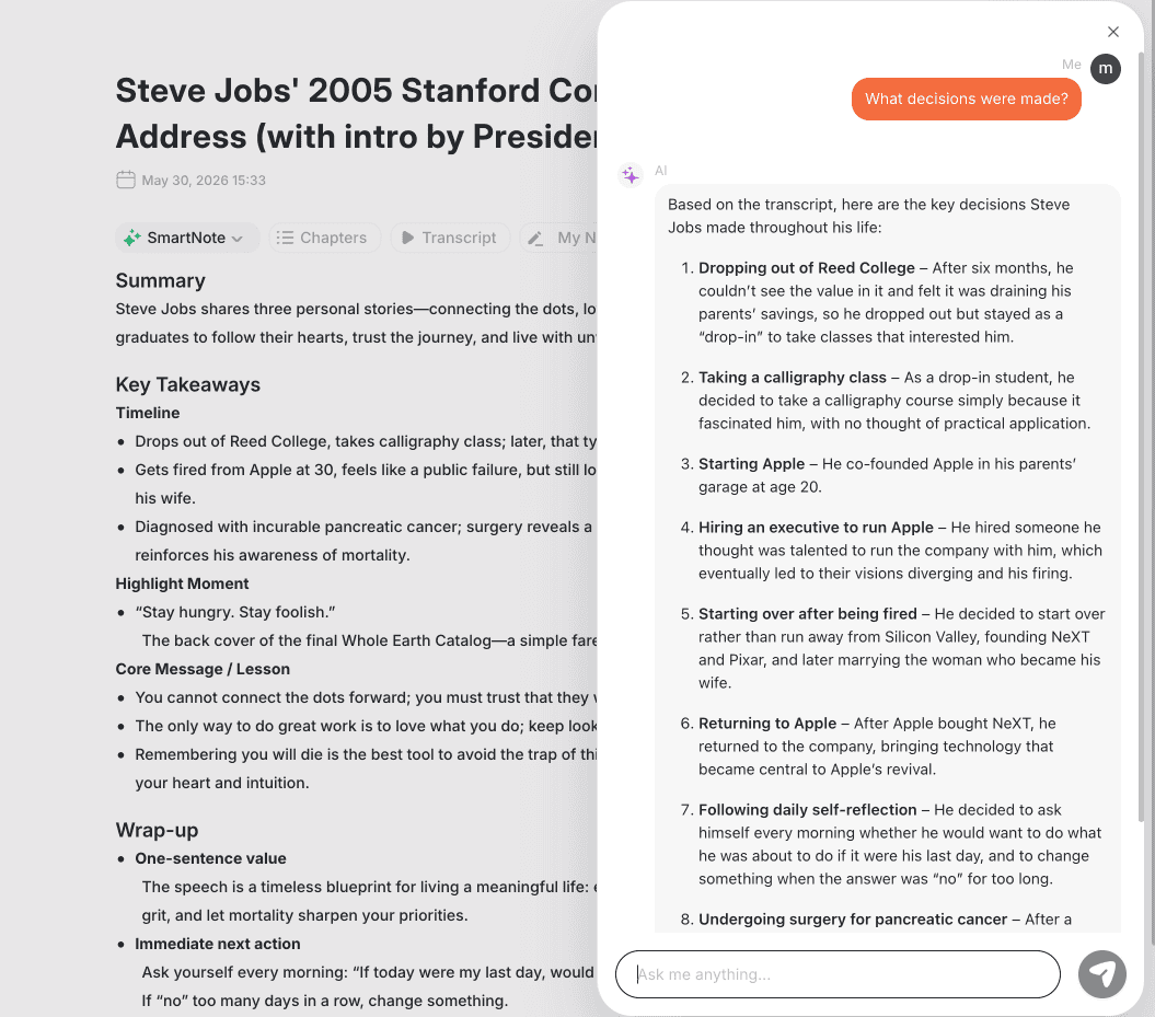 use vomo ai summary test